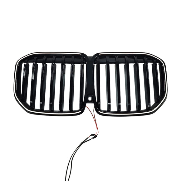Zwart Enkele Lijn Voorbumper Grille Grill Fit BMW X7 G07 2023-2026 W/LED