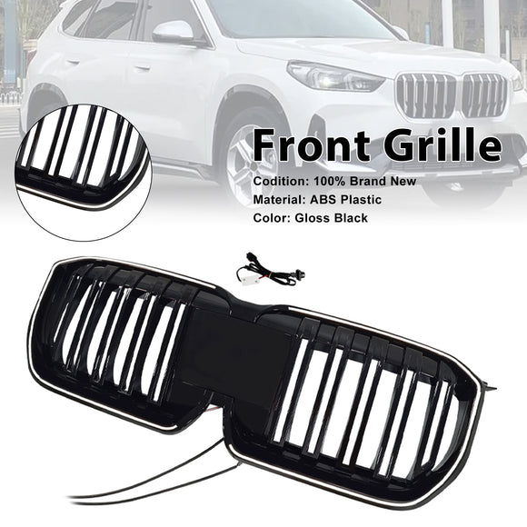 Doppelte Lamellen, schwarze Frontstoßstange, Nierengrill, passend für BMW X1 U11 U12 2023–2025