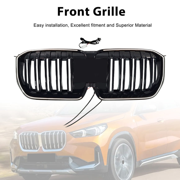 Doppelte Lamellen, schwarze Frontstoßstange, Nierengrill, passend für BMW X1 U11 U12 2023–2025
