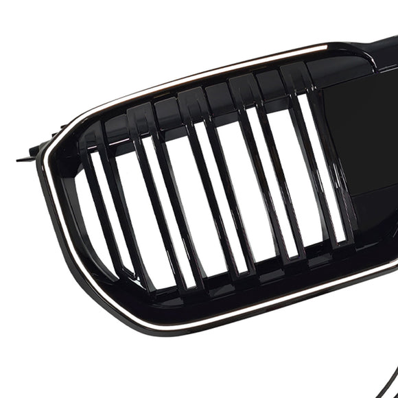 Doppelte Lamellen, schwarze Frontstoßstange, Nierengrill, passend für BMW X1 U11 U12 2023–2025