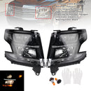 Halogen Headlights Projector Assembly Left+Right For Chevy Tahoe Suburban 2015-2020-3