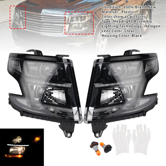 Halogen Headlights Projector Assembly Left+Right For Chevy Tahoe Suburban 2015-2020