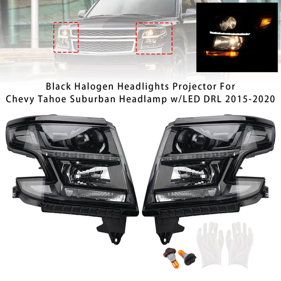Halogen Headlights Projector Assembly Left+Right For Chevy Tahoe Suburban 2015-2020
