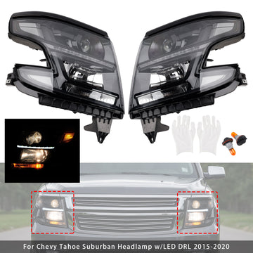Halogen Headlights Projector Assembly Left+Right For Chevy Tahoe Suburban 2015-2020