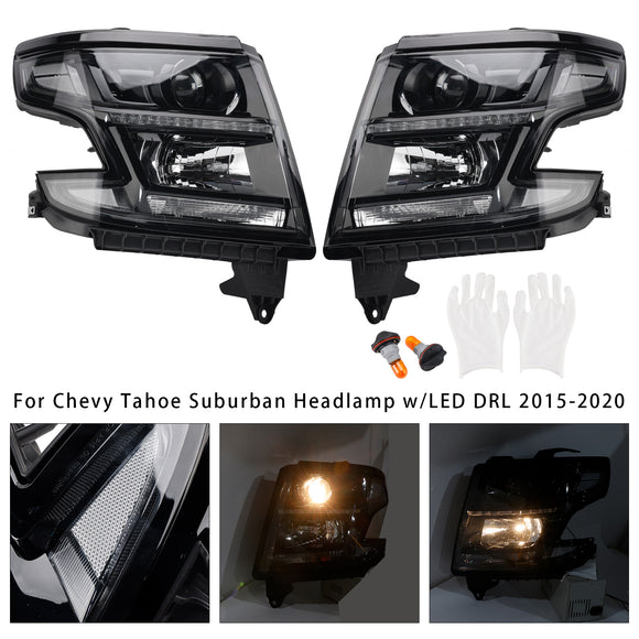 Halogen Headlights Projector Assembly Left+Right For Chevy Tahoe Suburban 2015-2020