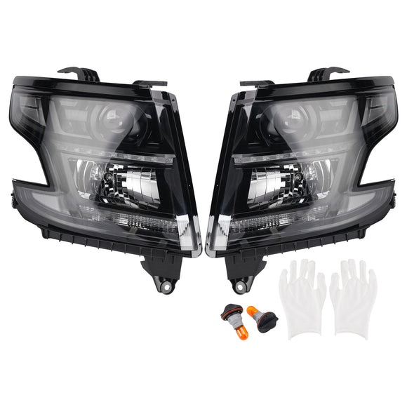 Halogen Headlights Projector Assembly Left+Right For Chevy Tahoe Suburban 2015-2020