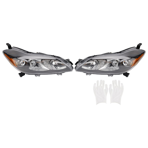 Toyota Matrix 2009-2014  Left+Right Headlights Assembly Headlamp Black Housing