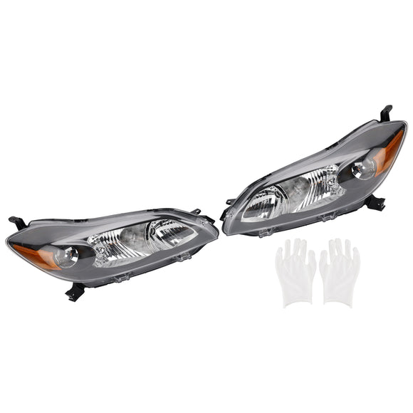 Toyota Matrix 2009-2014  Left+Right Headlights Assembly Headlamp Black Housing