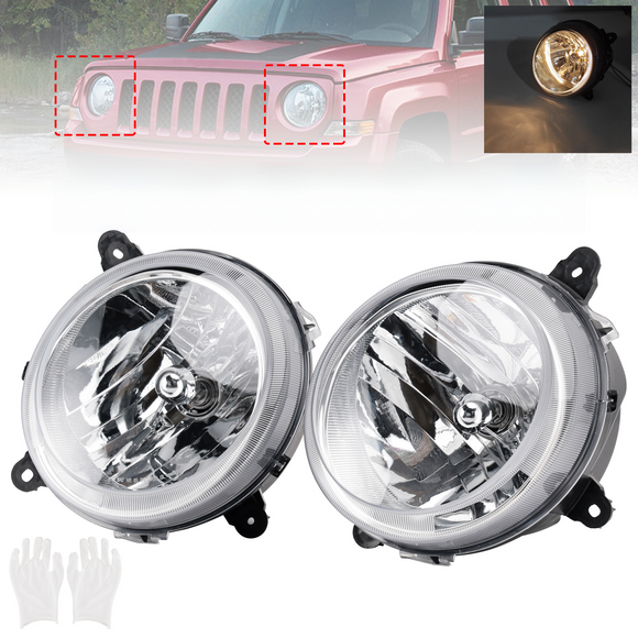 Chrome Links + Rechts Koplampen Lampen Voor Jeep Patriot 2007-2010