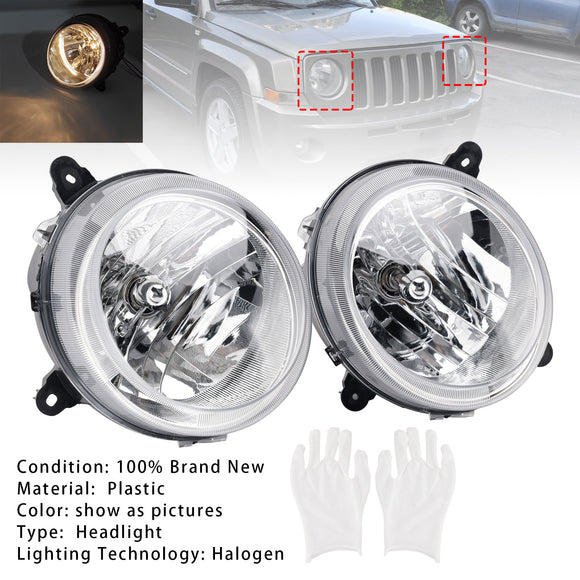 Chrome Links + Rechts Koplampen Lampen Voor Jeep Patriot 2007-2010