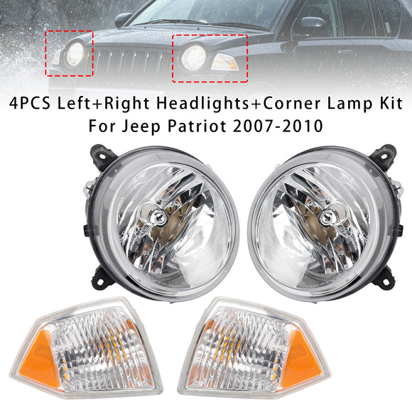 Jeep Patriot 2007–2010, 4-teiliger linker + rechter Scheinwerfer + Ecklampen-Set 5303842AE 5303843AE