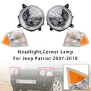 Jeep Patriot 2007–2010, 4-teiliger linker + rechter Scheinwerfer + Ecklampen-Set 5303842AE 5303843AE-3