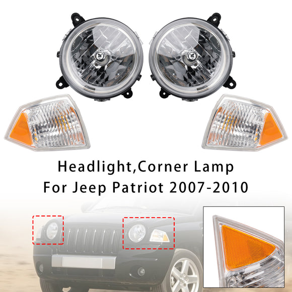 Jeep Patriot 2007–2010, 4-teiliger linker + rechter Scheinwerfer + Ecklampen-Set 5303842AE 5303843AE