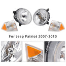 Jeep Patriot 2007–2010, 4-teiliger linker + rechter Scheinwerfer + Ecklampen-Set 5303842AE 5303843AE-4