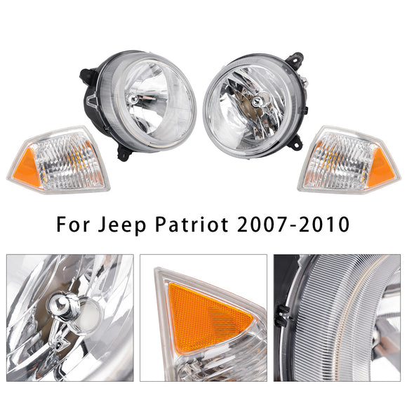 Jeep Patriot 2007–2010, 4-teiliger linker + rechter Scheinwerfer + Ecklampen-Set 5303842AE 5303843AE