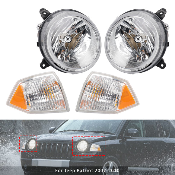 Jeep Patriot 2007–2010, 4-teiliger linker + rechter Scheinwerfer + Ecklampen-Set 5303842AE 5303843AE