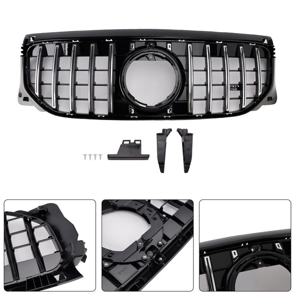 Chroom + Zwart Voorbumper Grille Fit Mercedes Benz GLB X247 GLB200 GLB250 2024 +