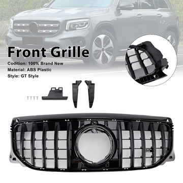 Gloss Black Front Bumper Grille GT Style Grill Fit Mercedes Benz GLB X247 GLB200 GLB220 GLB250 2024-2026