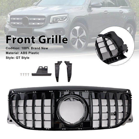 Gloss Black Front Bumper Grille GT Style Grill Fit Mercedes Benz GLB X247 GLB200 GLB220 GLB250 2024-2026