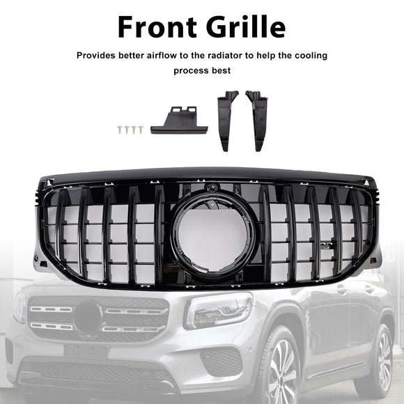 Gloss Black Front Bumper Grille GT Style Grill Fit Mercedes Benz GLB X247 GLB200 GLB220 GLB250 2024-2026