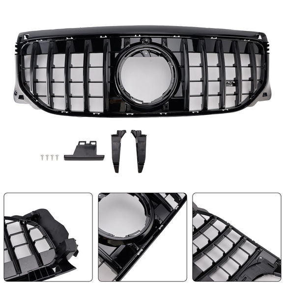 Gloss Black Front Bumper Grille GT Style Grill Fit Mercedes Benz GLB X247 GLB200 GLB220 GLB250 2024-2026