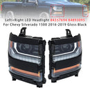 Vasen+oikea LED-ajovalo 84357696 84893098 Chevy Silverado 1500 2016-2019 kiiltävä musta kotelo-2