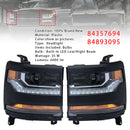 Vasen+oikea LED-ajovalo 84357696 84893098 Chevy Silverado 1500 2016-2019 kiiltävä musta kotelo-3