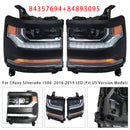 Vasen+oikea LED-ajovalo 84357696 84893098 Chevy Silverado 1500 2016-2019 kiiltävä musta kotelo-4