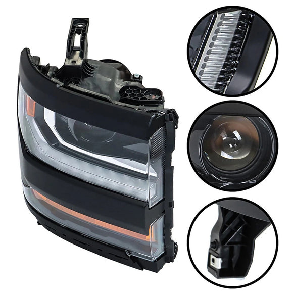 Vasen+oikea LED-ajovalo 84357696 84893098 Chevy Silverado 1500 2016-2019 kiiltävä musta kotelo