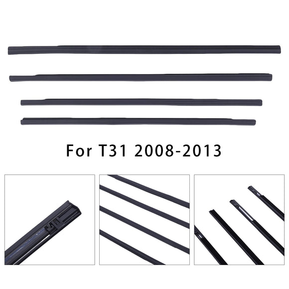 4PCS Car Window Rubber Weatherstrip For T31 2008-2013