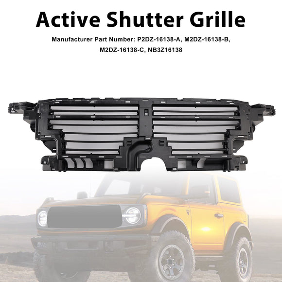 Air Collecting Hood Grille Shutter P2DZ16138A Fit Ford Bronco 2021-23 W/O Motor