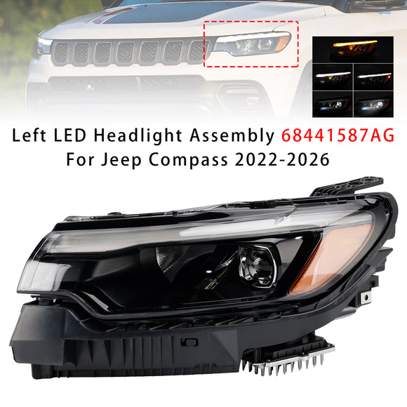 2022–2026 Jeep Compass, linke LED-Scheinwerferbaugruppe 68441587AG
