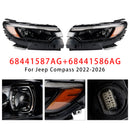 Vasen+oikea led-ajovalokokoonpano 68441587AG 68441586AG Jeep Compass 2022-2026-4
