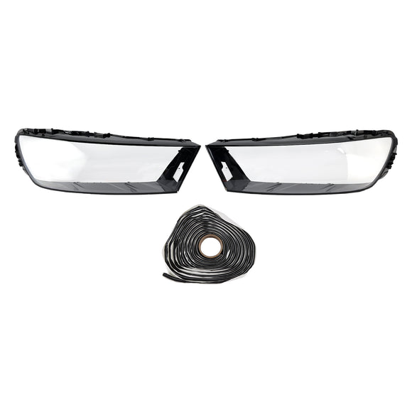 Par de cubiertas de lente de faro de coche LH + RH, pegamento de carcasa de pantalla para Audi Q7 2016-2019