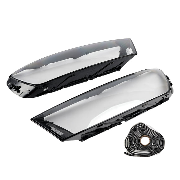Par de cubiertas de lente de faro de coche LH + RH, pegamento de carcasa de pantalla para Audi Q7 2016-2019