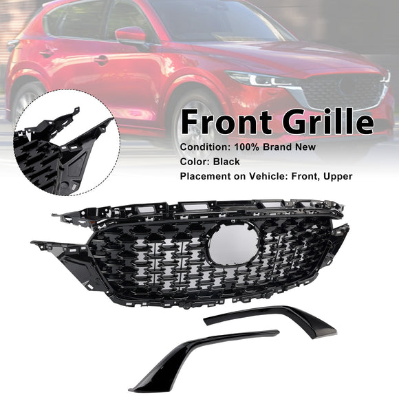 Mazda CX-5 2022-2025 Black Grille Front Bumper Replacement Grill KSD5-50719 W/ Gloss Black Molding Trim