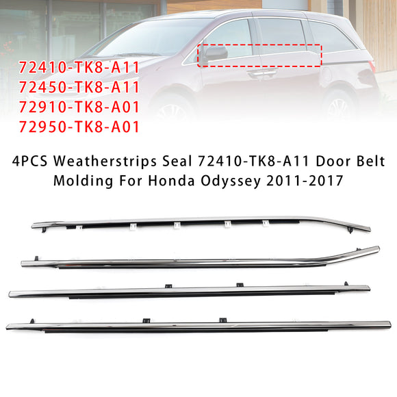 2011-2017 Odyssey 4PCS Dichtungsstreifendichtung 72410-TK8-A11 72450-TK8-A11 Türgürtelformteil