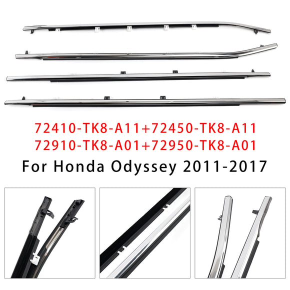 2011-2017 Odyssey 4PCS Dichtungsstreifendichtung 72410-TK8-A11 72450-TK8-A11 Türgürtelformteil