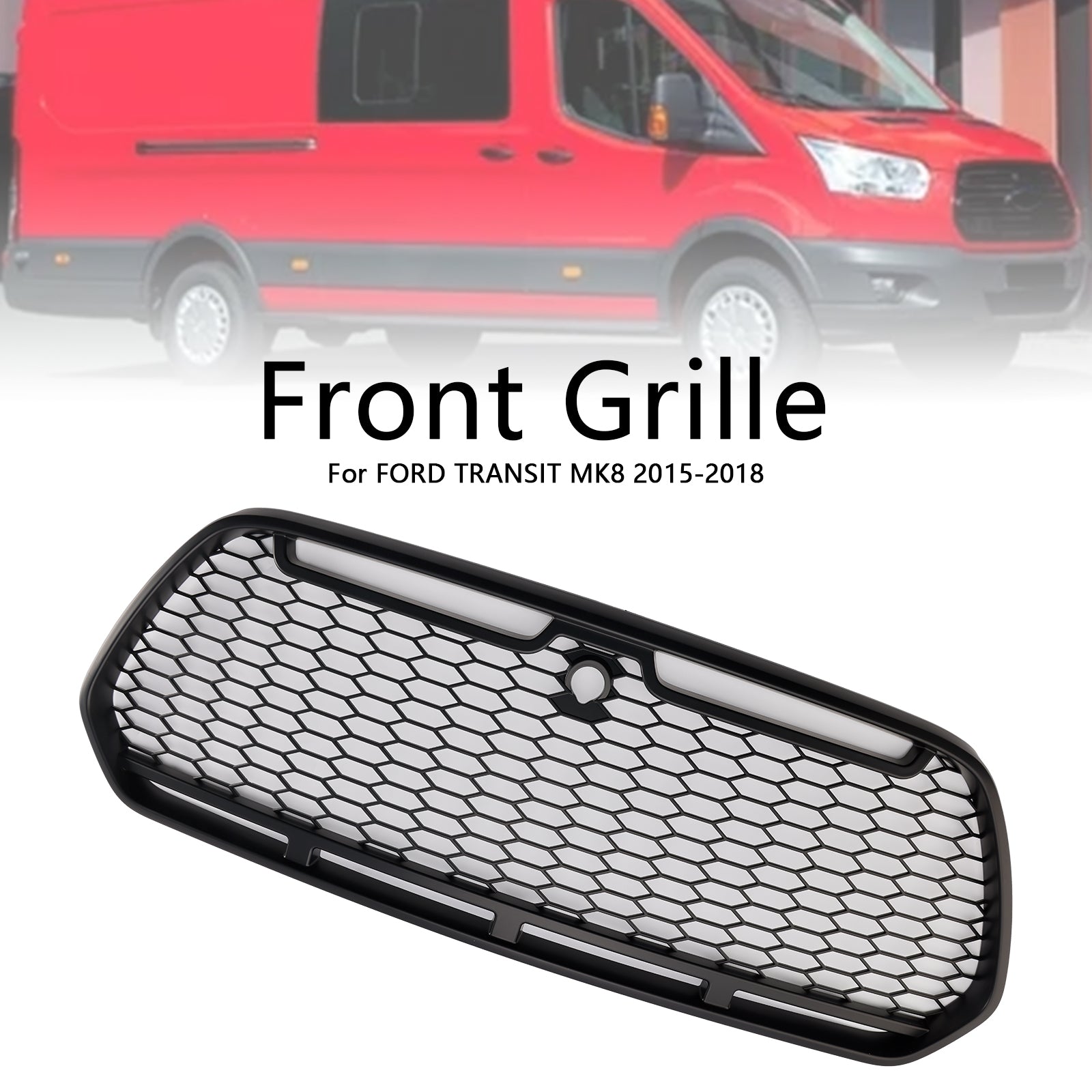Matt Black Front Bumper Grill Grille Fit Ford Transit MK8 2015-2018 Raptor