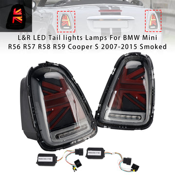 Mini R56 R57 R58 R59 Cooper S 2007-2015 L&R LED Tail lights Lamps Smoked Housing 63212751307 63217255911 - 0