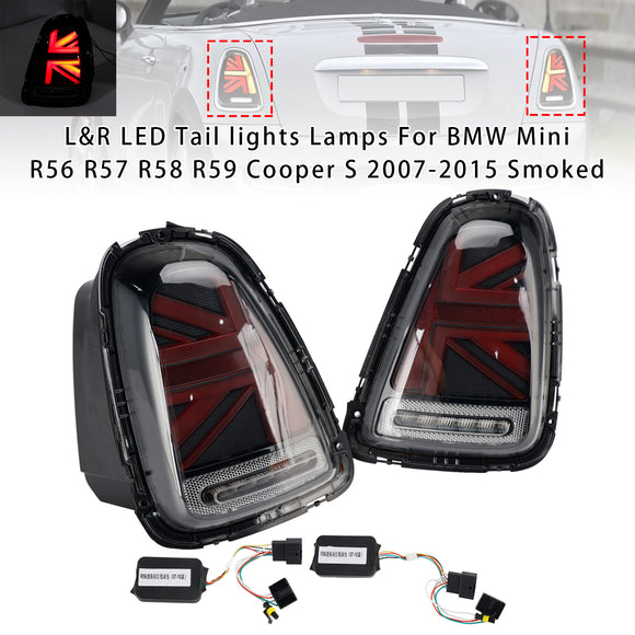 L&amp;R LED Tail lights Lamps For BMW Mini R56 R57 R58 R59 Cooper S 2007-2015 Smoked Housing