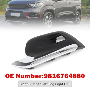 Front Bumper Left Fog Light Grill 9816764880 For Peugeot Rifter 2019-2025 - 0