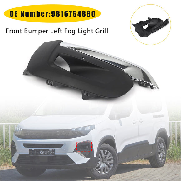 Front Bumper Left Fog Light Grill 9816764880 For Peugeot Rifter 2019-2025
