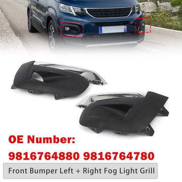 Front Bumper Left + Right Fog Light Grill 9816764780 For Peugeot Rifter 2019-2025 - 0
