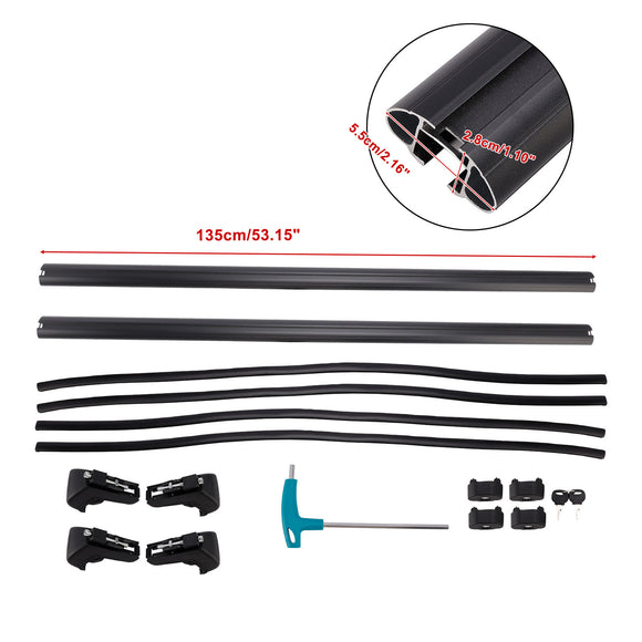Portapacchi per auto universale in alluminio da 135 cm, con barra trasversale, con serratura