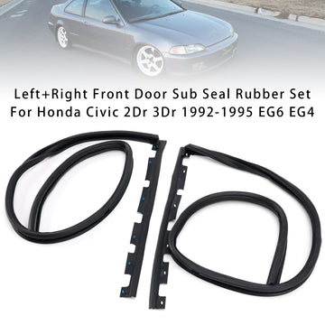 1992-1995 Honda Civic Coupe / Hatchback Left+Right Front Door Sub Seal Rubber Set 72365-SR3-014 72325-SR3-014 - 0