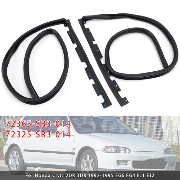 1992-1995 Honda Civic Coupe / Hatchback Left+Right Front Door Sub Seal Rubber Set 72365-SR3-014 72325-SR3-014