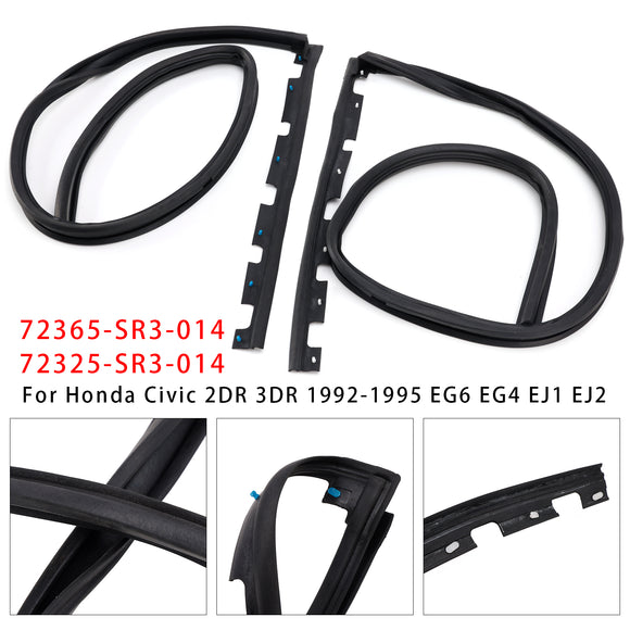 1992-1995 Honda Civic Coupe / Hatchback Left+Right Front Door Sub Seal Rubber Set 72365-SR3-014 72325-SR3-014