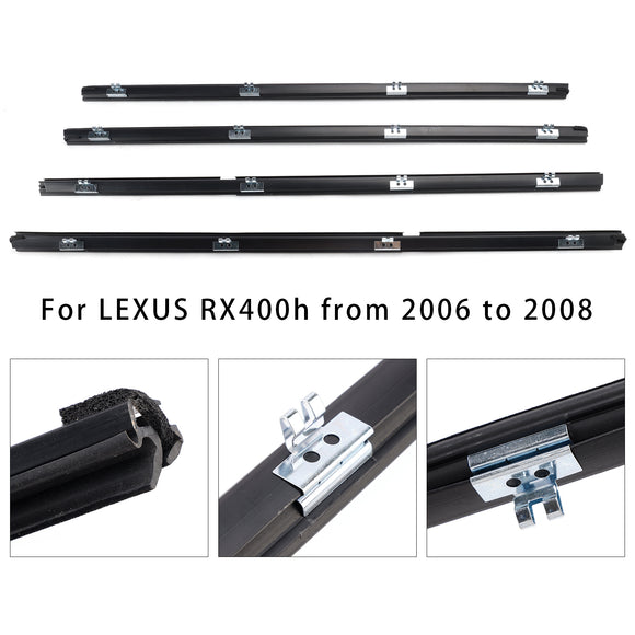 2003-2008 Lexus RX330 RX350 RH400h 4 stuks raamafdichting 68171-48032 68172-48032 68173-48031 68174-48031