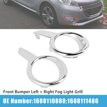 Left + Right Fog Light Grill 1608110880 1608111480 For Peugeot 208 2012-2015 - 0